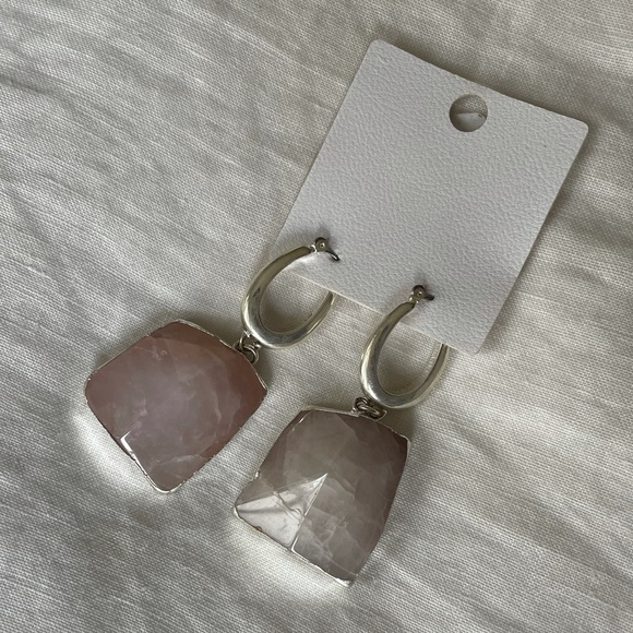 NEW Free People Rose Quartz Dangle Earrings - Picture 4 of 7